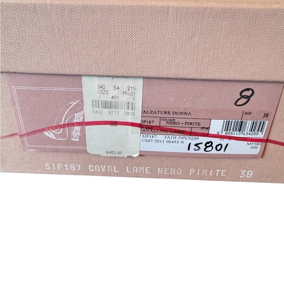 Miu Miu Calzature Donna Lame Pumps Black Gold Glitter Calf hair Heels Size 38 - Picture 9 of 10